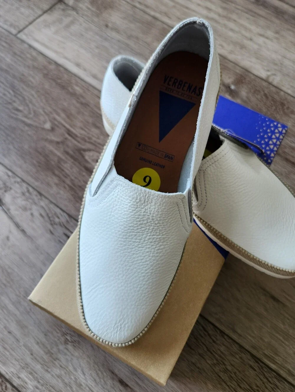 New Slip-On Casual Loafers in White .100% Soft Leather. Made in Spain